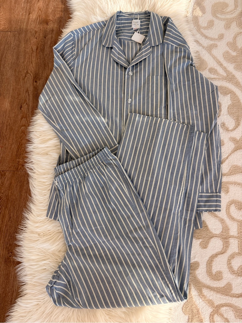 Men's Blue Stripe Pajama Shirt and Pants Set